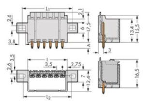 Контактный разъем WAGO 2091-1403/205-000, 3 pin, 160В, 10А, CS: 3.5мм, (1 шт)