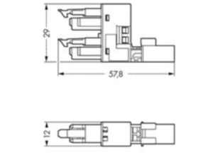 H-распределитель WAGO 890-1634, 2 pin, 250В, 16А, (1 шт)