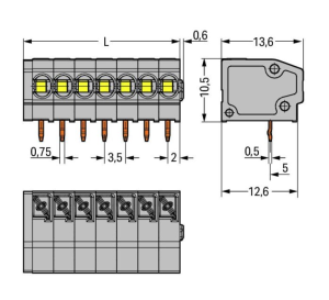 Клемма печатной платы WAGO 805-354, 4 pin, 0.2мм²-1.5мм², 160В, 17.5А, CS: 3.5мм, (1 шт)