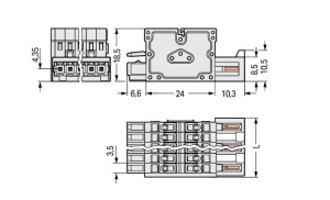 Комбинированный разъем WAGO 734-371, 11 pin, 0.08мм²-1.5мм², 160В, 10А, CS: 3.5мм, (1 шт)