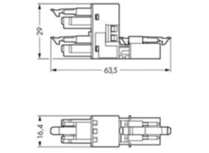 H-распределитель WAGO 890-1763, 3 pin, 250В, 16А, (1 шт)