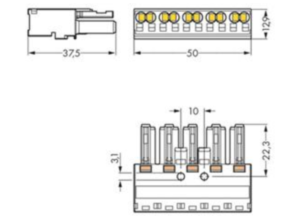 Гнездо WAGO 770-285, 5 pin, 0.5мм²-4.0мм², 400В, 25А, (1 шт)
