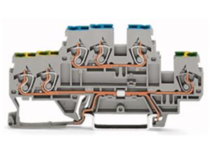 Двухуровневый клеммный блок WAGO 870-535, 2 pin, 0.08мм²-2.5мм², 500В, 24А, (1 шт)