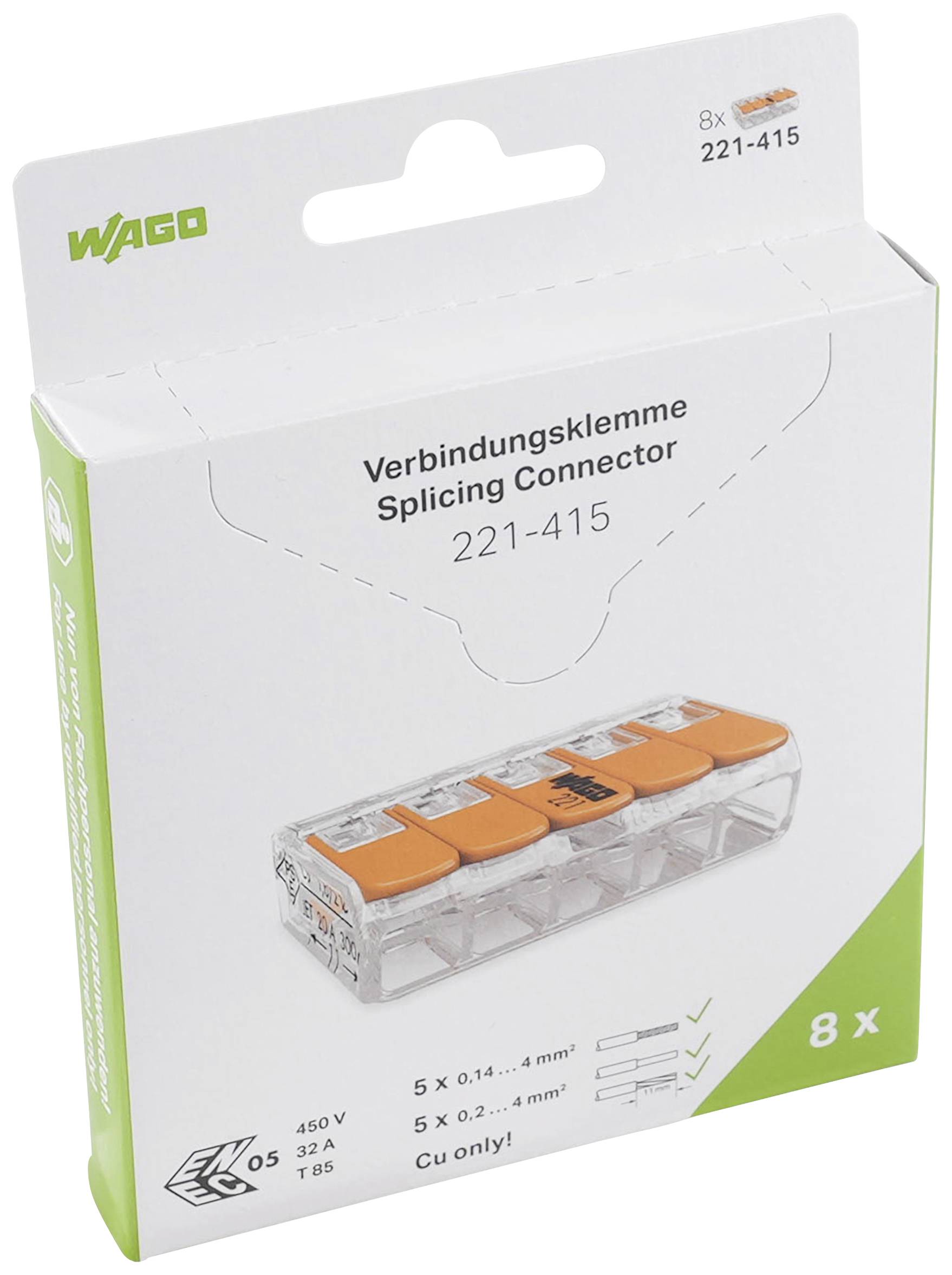 Клеммник WAGO 221-415/996-008, 5 pin, (8 шт)