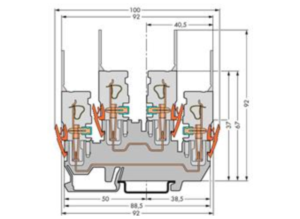 Двухуровневая клемма WAGO 870-151, 2 pin, 500В, 16А, (1 шт)