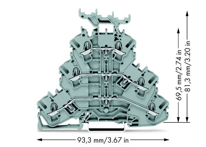 Трехуровневая клемма WAGO 2002-3231, 6 pin, 0.25мм² - 4мм², 500В, 24А, конф: L;L;L, (50 шт)