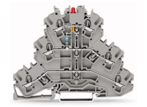 Трехуровневая светодиодная клемма WAGO 2002-3221/1000-413, 3 pin, 0.75мм²-4.0мм², 24В, 0.025А, (1 шт)