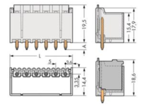 Контактный разъем WAGO 2092-1403/200-000, 3 pin, 320В, 16А, CS: 5мм, (1 шт)