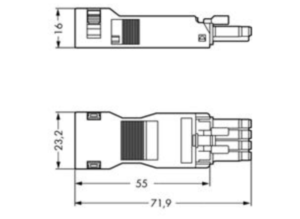 Гнездо WAGO 890-124, 4 pin, 0.25мм²-1.5мм², 400В, 16А, (1 шт)