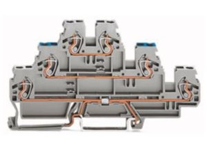 Трехуровневая клемма WAGO 870-559, 3 pin, 0.08мм²-2.5мм², 500В, 24А, (1 шт)