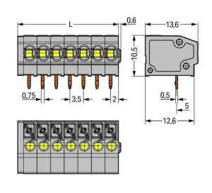 Клемма печатной платы WAGO 805-174, 24 pin, 0.2мм²-1.5мм², 160В, 17.5А, CS: 3.5мм, (1 шт)
