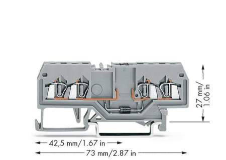 Диодная клемма WAGO 279-815/281-411, 4 pin, 0.08мм² - 1.50мм², 250В, 500мА, конф: L, (100 шт)