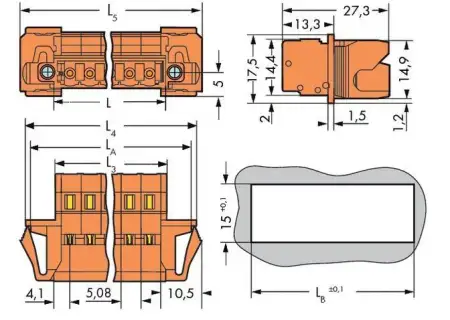 Штифтовая планка WAGO 231-632/129-000, 2 pin, 0.08мм² - 2.50мм², 320В, 12А, CS: 5.08мм, (50 шт)