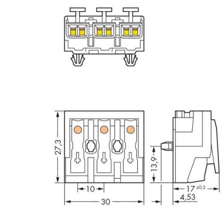 Разъем питания сети WAGO 294-5053, 3 pin, 0.5мм² - 1.5мм², 24А, (500 шт)