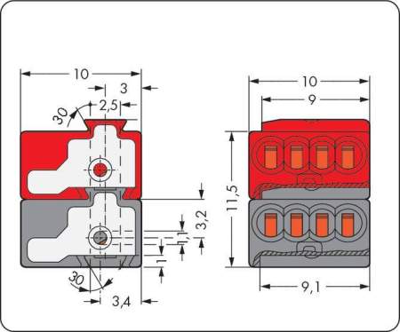Винтовая клемма WAGO 243-211, 8 pin, 0.28мм² - 0.5мм², 150В, 6А, (500 шт)