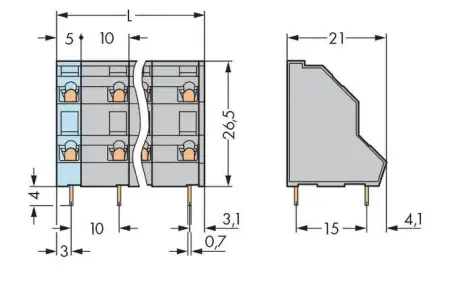 Двухуровневая клемма WAGO 736-712, 24 pin, 0.08мм² - 2.50мм², 1000В, CS: 10мм, (14 шт)