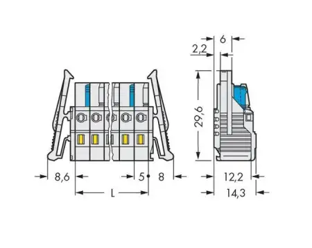 Розетка для подключения кабеля WAGO 721-115/037-000, 15 pin, 0.08мм² - 2.5мм², 630В, 16А, CS: 5мм, (25 шт)