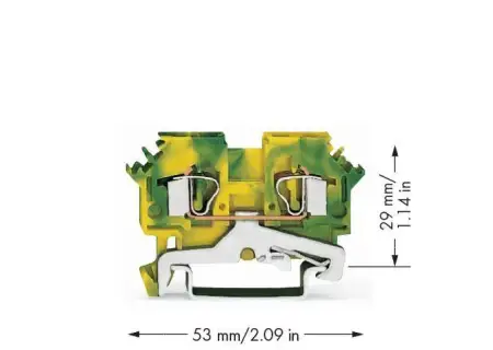 PG клемма WAGO 281-607/999-950, 2 pin, 0.20мм² - 4мм², конф: Terre, (50 шт)