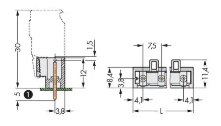 Штифтовая планка WAGO 721-241/001-000, 10 pin, 630В, 12А, CS: 7.50мм, (50 шт)