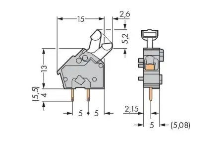 Быстроразъемная клемма WAGO 256-743/999-950, 1 pin, 0.08мм² - 2.50мм², 176В, CS: 5мм;5.08мм, (600 шт)