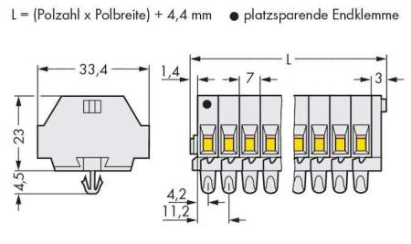 Клеммная колодка WAGO 262-183, 6 pin, 0.50мм² - 4мм², 550В, 23А, конф: L, (100 шт)
