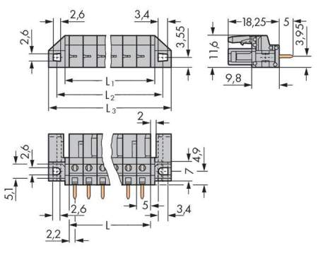 Розетка для подключения к печатной плате WAGO 232-143/047-000, 13 pin, 320В, CS: 5мм, (25 шт)