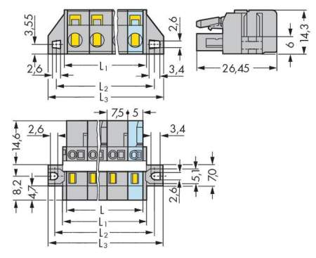 Розетка для подключения кабеля WAGO 231-210/027-000, 10 pin, 0.08мм² - 2.5мм², 630В, CS: 7.50мм, (25 шт)