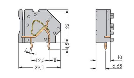 Быстроразъемная клемма WAGO 745-847, 1 pin, 0.20мм² - 6.00мм², 1000В, CS: 10мм, (100 шт)
