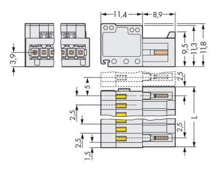 Штифтовая планка WAGO 733-207/033-000, 7 pin, 0.08мм² - 0.50мм², 160В, 6А, CS: 2.50мм, (100 шт)
