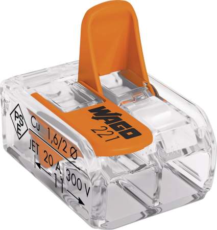 Клеммник WAGO 221-412-100, 2 pin, 0.14мм² - 4мм², 450В, 32А, (100 шт)