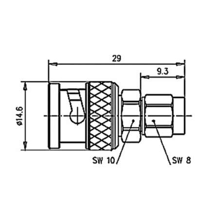 J01008A0018, Telegärtner - Коаксиальный BNC-разъем - SMA-разъем : 1 шт.