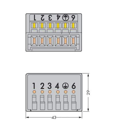 Клеммник WAGO 730-116, 6 pin, 0.75мм² - 1.5мм², 400В, 6А, (50 шт)