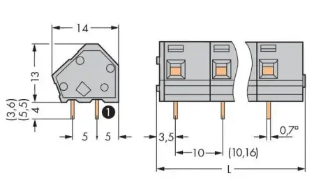 Быстроразъемная клемма WAGO 236-604, 4 pin, 0.08мм² - 2.50мм², 1000В, 24А, CS: 10мм;10.16мм, (100 шт)