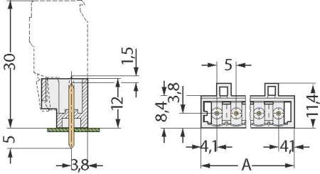 Штекерный разъем для печатной платы WAGO 721-132/001-000, 2 pin, 0.08мм² - 2.5мм², 630В, 16А, CS: 5мм, (1 шт)