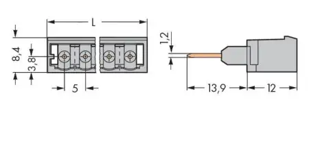 Штифтовая планка WAGO 231-167/003-000, 7 pin, 250В, 16А, CS: 5мм, (100 шт)