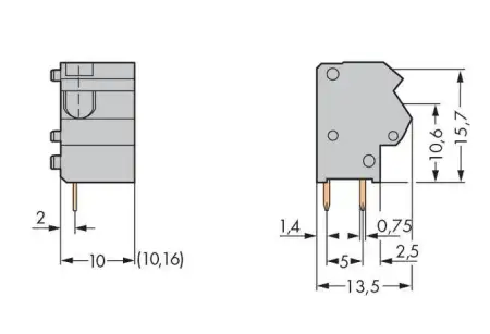 Быстроразъемная клемма WAGO 254-822, 1 pin, 0.25мм² - 0.75мм², 630В, CS: 10мм;10.16мм, (300 шт)