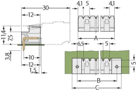 Штекерный разъем для печатной платы WAGO 721-432/001-000, 2 pin, 0.08мм² - 2.5мм², 300В, 15А, CS: 5мм, (1 шт)