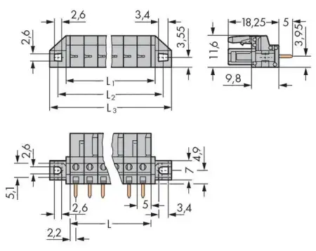 Розетка для подключения к печатной плате WAGO 232-135/031-000, 5 pin, 320В, CS: 5мм, (50 шт)