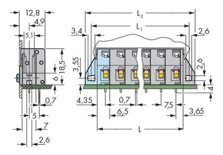 Быстроразъемная клемма WAGO 741-322, 2 pin, 0.08мм² - 2.50мм², 630В, 16А, CS: 7.50мм, (160 шт)