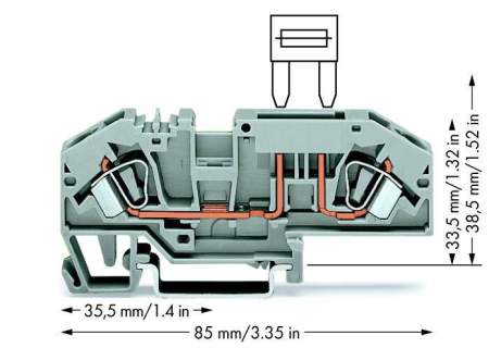 Клемма предохранителя WAGO 282-696,  - 6мм², 24В, 25А, (1 шт)