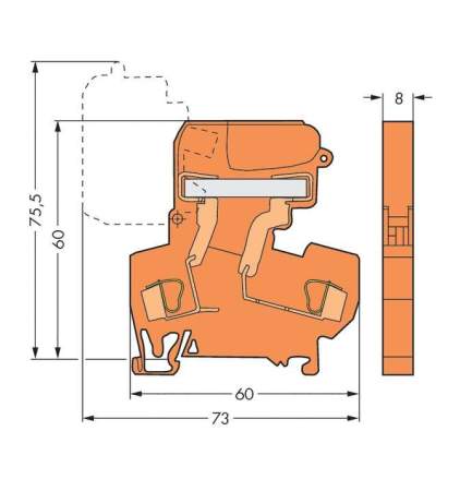 N клемма WAGO 281-672, 2 pin, 0.08мм² - 4мм², 800В, 16А, (50 шт)