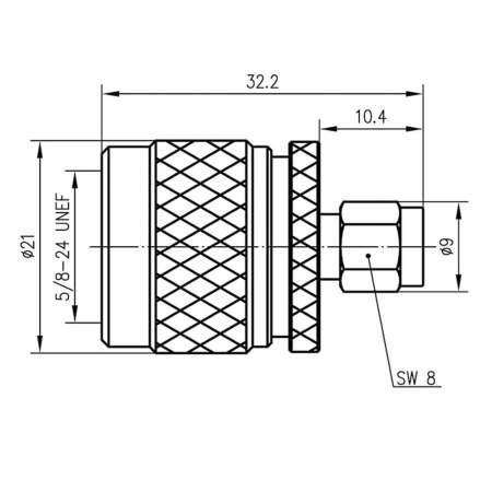 J01027B0019, Telegärtner - Коаксиальный N-разъем - SMA-разъем : 1 шт.