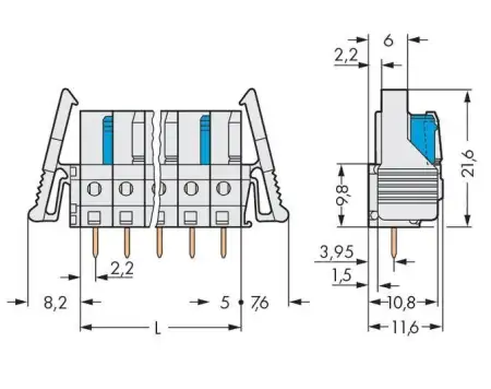Розетка для подключения к печатной плате WAGO 722-142/039-000, 12 pin, 320В, 15А, CS: 5мм, (25 шт)