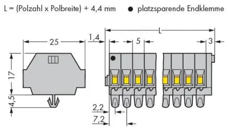 Клеммная колодка WAGO 260-157, 14 pin, 0.08мм² - 1.50мм², 400В, 18А, конф: L, (50 шт)