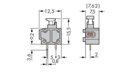 Быстроразъемная клемма WAGO 235-726/331-000, 1 pin, 0.20мм² - 0.75мм², 630В, CS: 7.50мм;7.62мм, (600 шт)