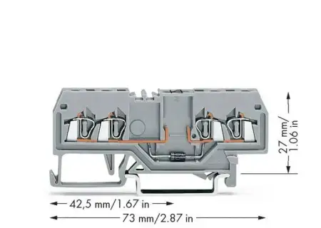 Диодная клемма WAGO 279-815/281-410, 4 pin, 0.08мм² - 1.50мм², 250В, 500мА, конф: L, (100 шт)