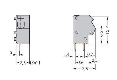 Быстроразъемная клемма WAGO 254-856, 1 pin, 0.50мм² - 2.50мм², 630В, CS: 7.50мм;7.62мм, (400 шт)