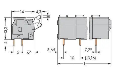 Быстроразъемная клемма WAGO 255-605, 5 pin, 0.08мм² - 2.50мм², 1000В, CS: 10мм;10.16мм, (80 шт)