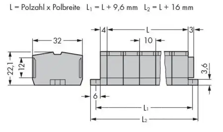 Клеммная колодка WAGO 264-204, 16 pin, 0.08мм² - 2.50мм², 800В, 24А, конф: L, (100 шт)