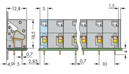 Быстроразъемная клемма WAGO 741-508, 8 pin, 0.08мм² - 2.50мм², 1000В, CS: 10мм, (60 шт)